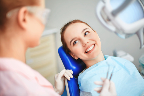 Young Woman in Dentist Office